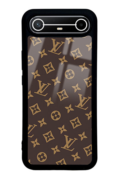 Spoyi Tecno Spark Slim Kahverengi LV Tasarımlı Glossy Telefon Kılıfı