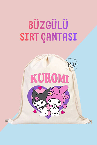 ÇANTA Kurıomi Colorful Print Drawstring Linen Backpack