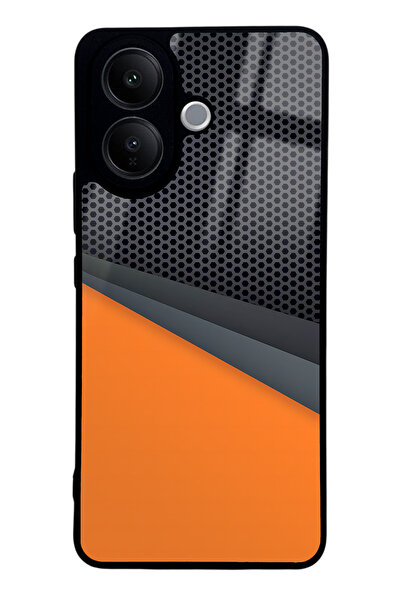 Spoyi Vivo V60 Lite Turuncu Çapraz Tasarımlı Glossy Telefon Kılıfı