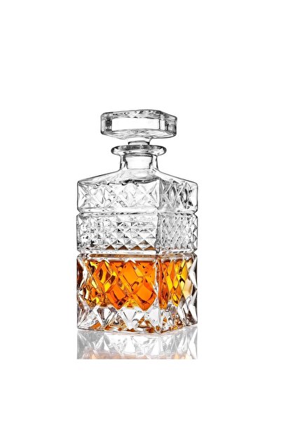 wei inox Whiskey bottle with lid, square model, glass, 1000 ml