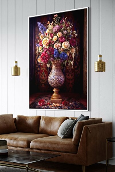 ARTAN GALLERY İtalyan Kadife Çiçek Desenli Duvar Tablosu | Yağlı Boya Görünüm...