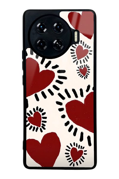 Spoyi Tecno Spark 20 Pro Plus Brush Heart Design Glossy Phone Case
