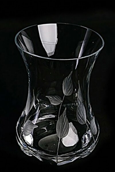 DECOSTYLE Leaf 6-Piece Cold-Cut Crystal Decorated Slim-Waisted Tea Cup - Cust...