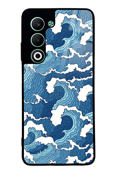 Spoyi Oppo A5 5G Mavi Dalga Tasarımlı Glossy Telefon Kılıfı