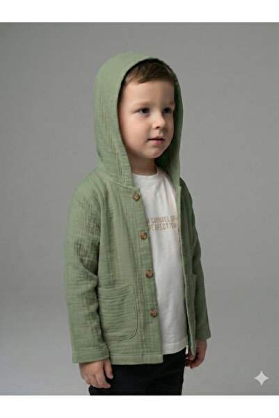 Ruki Çocuk Erkek Çocuk Müslin Kapüşonlu Gömlek ve Tişört 2'li Takım