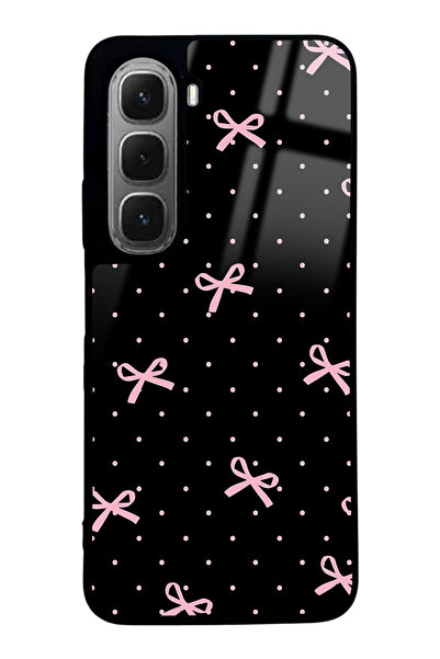 Spoyi İnfinix Hot 60i Pembe Kurdele Tasarımlı Glossy Telefon Kılıfı