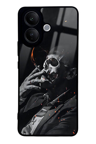 Spoyi Vivo V60 Lite Smoke Skull Tasarımlı Glossy Telefon Kılıfı