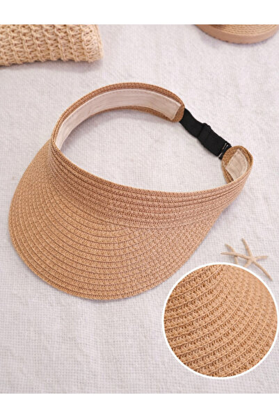 No branded Cozoroc de soare din paie, bej , reglabil – stil premium de vară