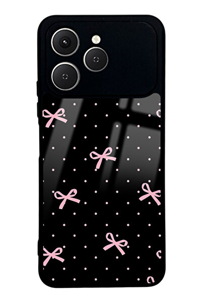 Spoyi Tecno Spark 40 Pembe Kurdele Tasarımlı Glossy Telefon Kılıfı