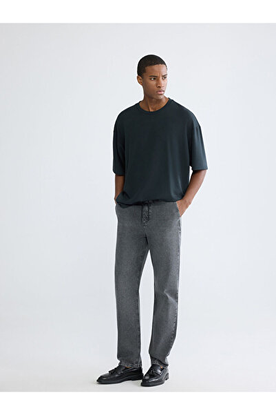 LC Waikiki Ανδρικό τζιν παντελόνι ανθρακί χρώματος με φαρδιά εφαρμογή