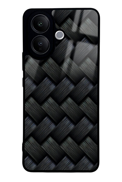 Spoyi Vivo V60 Lite Siyah Hasır Tasarımlı Glossy Telefon Kılıfı