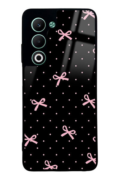 Spoyi Oppo A5 5G Pembe Kurdele Tasarımlı Glossy Telefon Kılıfı