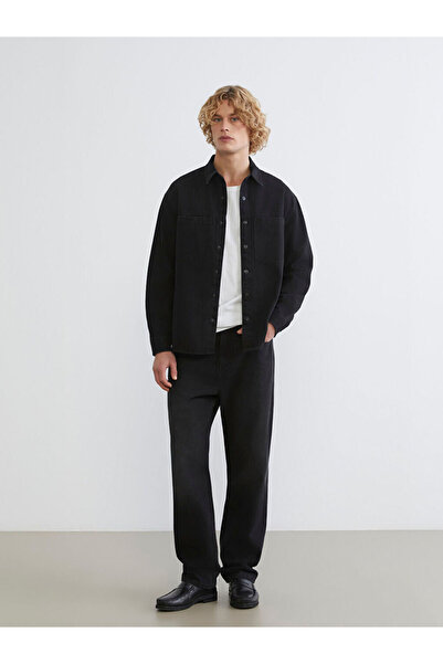 LC Waikiki Μαύρο ανδρικό τζιν παντελόνι με φαρδιά εφαρμογή