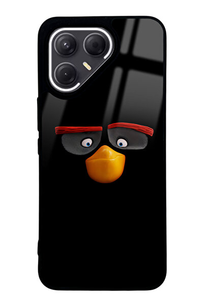 Spoyi حافظة هاتف تكنو بوفا 7 برو باللون الأسود اللامع بتصميم Angry Birds