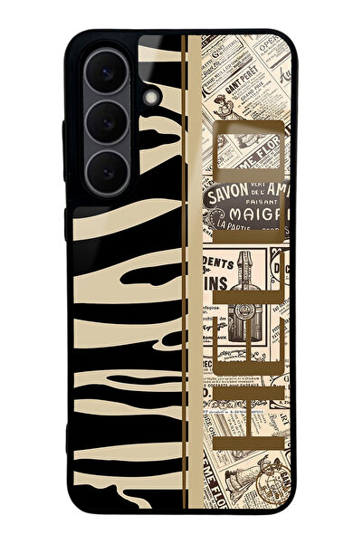 Spoyi غطاء هاتف سامسونج S25 Fe بتصميم جريدة زيبرا لامع