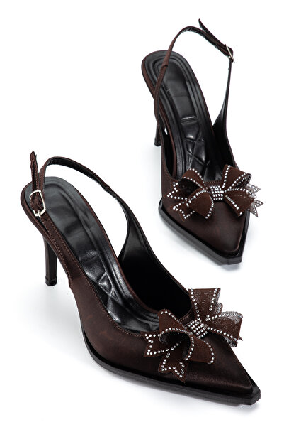 ELEVAM Pointed Toe Women's Heeled Shoes with Stoned Bow