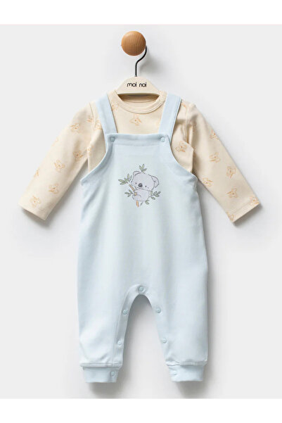 Momercy Organic Koala Patterned Comfortable Wide Fit Baby Boy Salopet Set