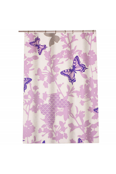 PUFO Perdea de duș cu fluturi, 180 x 180 cm, violet/roz