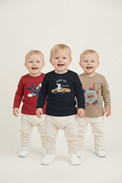 Fuar Baby 3-Piece Advantage Pack Cotton Boys' Long Sleeve T-Shirt Set - Trans...