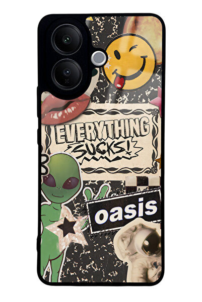 Spoyi Vivo V60 Lite Retro Sticker Tasarımlı Glossy Telefon Kılıfı