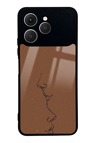 Spoyi Tecno Spark 40 Kahve Silüet Tasarımlı Glossy Telefon Kılıfı