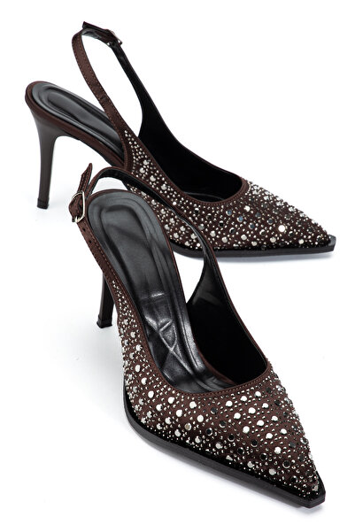 ELEVAM Women's Stone Detailed Fabric Evening Dress Stiletto Heeled Shoes