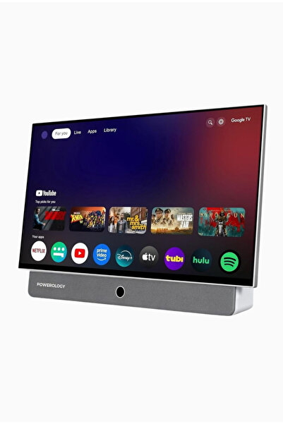 Powerology 27” Android 14 Taşınabilir Google TV Outdoor, Beyaz