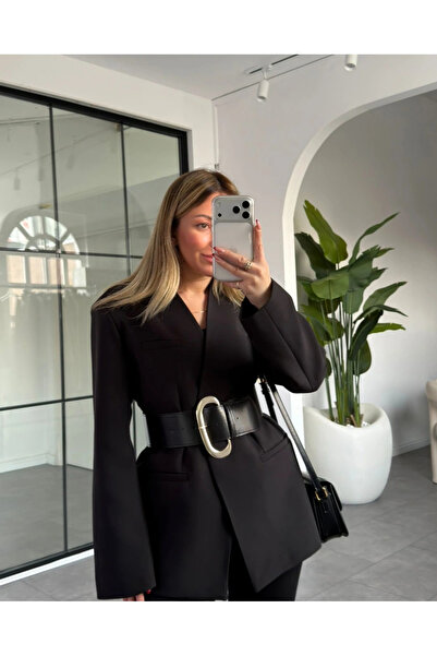 My Blog Black Belted Atlas Jacket - 9691