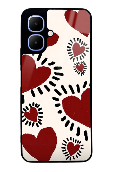 Spoyi İnfinix Smart 10 Brush Heart Tasarımlı Glossy Telefon Kılıfı