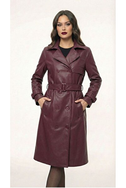 ワコマリア　LEATHER DOUBLE BREASTED COAT Black Leather Trench Coat for Men with Best Prices | Trendyol