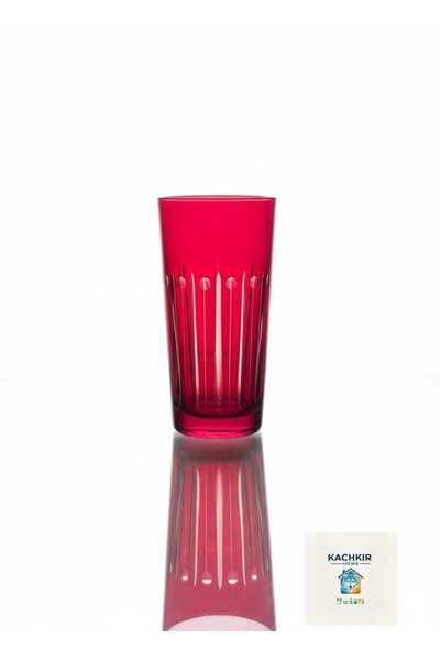 KACHKIRHOME Paşabahçe Su bardakları meşrubat Bardağı Kırmızı Kesme Dekor Sunu...