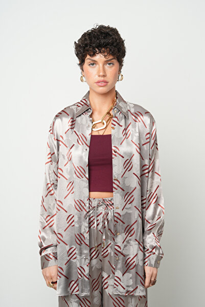 Orfeo Negro Cămașă O supradimensionat pentru femei, cu model cu linii geometr...