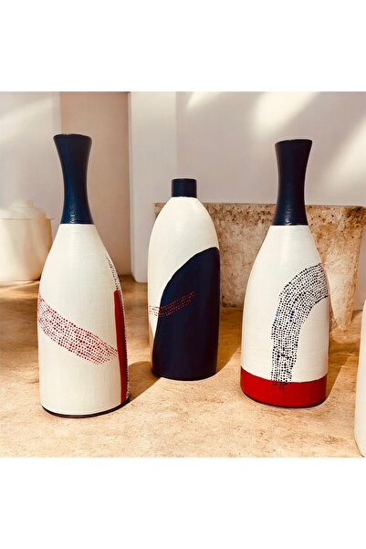 pinaart Decorative Vase Cobalt Wooden Set of 3 Size 20 cm 20 cm 18 cm