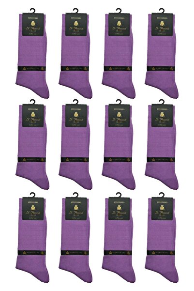 La Pescara La'Pescara Ultra Luxury 12-Piece Plain Purple Mercerized Men's Soc...