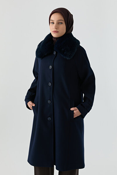 Tuğba Reglan Kol Bant Detaylı Kaban - Lacivert