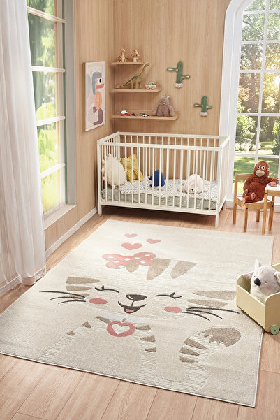 Mia Home&Living Yumuşak Dokuma Halı Kedi Temalı Leke Tutmaz Bebek Odası Çocuk...
