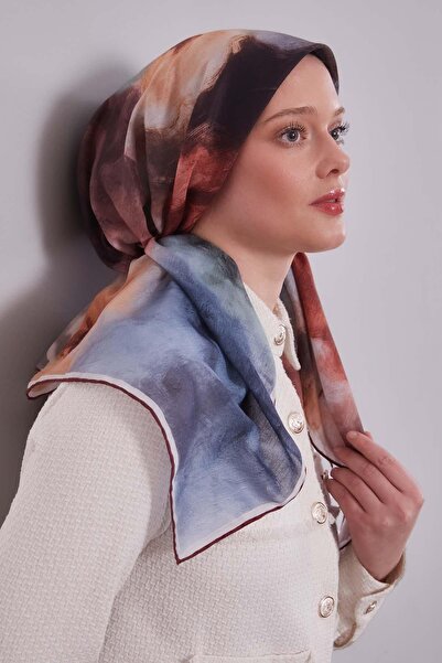 Levidor Burgundy Lotus Flower Silk Coton Scarf