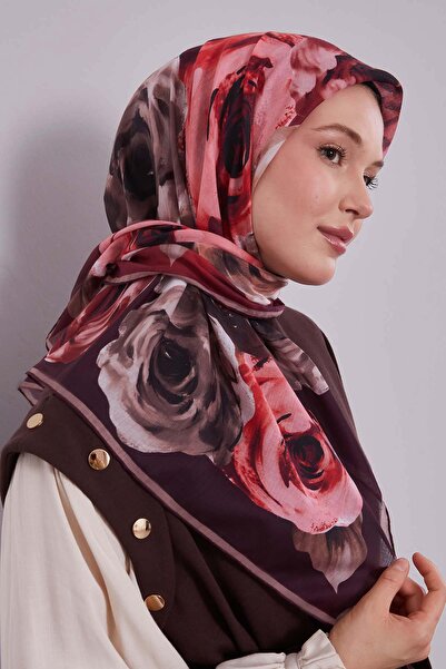 Levidor Red Floral Pattern Slik Coton Scarf