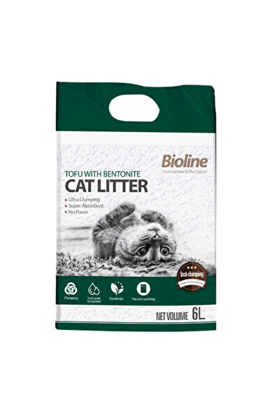 Bioline توفو مع رمل للقطط بنتونيت 6 لتر