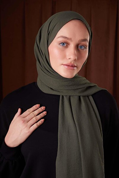Levidor Haki Düz Luna Cotton Şal