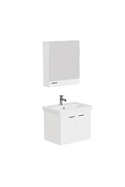 AQUA BAGNO Basic Alt Dolap + Üst Dolap - Lavabo 65 cm – Beyaz | S.50.02.33.04.01