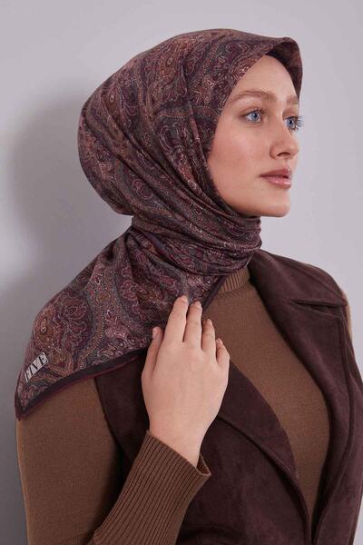 Levidor Burgundy china pattern silk cotton scarf