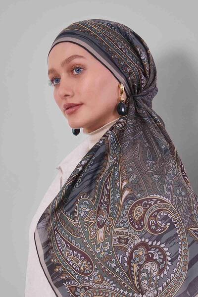 Levidor Green marbled pattern silk cotton scarf