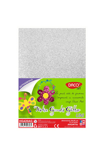 daço Hartie Gumata Autoadeziva Glitter Argintiu DACO (HG420AG)