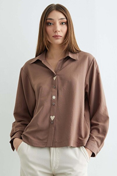 Fulla Moda Heart and Sun Embroidered Casual Shirt