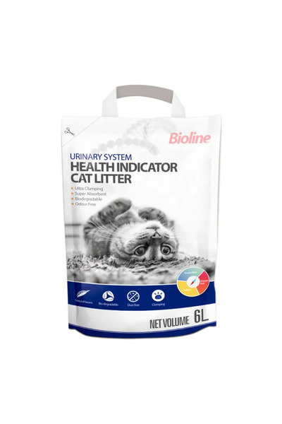 Bioline مؤشر صحة الجهاز البولي - رمل للقطط 6 لتر [الحجم - 6 لتر]
