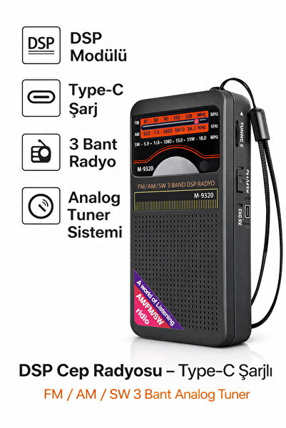 SFL Product Taşınabilir DSP Cep Radyosu – Type-C Şarjlı, FM / AM / SW 3 Bant