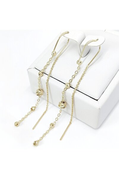 Milena 14k Gold Plated Earrings in Two Layers, Hypoallergenic, - Length 5cm