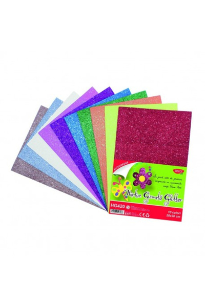 daço Hartie Gumata Autoadeziva Glitter 10 coli 10 culori Daco (HG420)