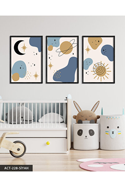 Evinemoda Тричастна картина с дървена рамка с небесна тематика ACT
